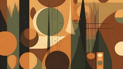 Fototapete - Simple contemporary retro color trendy texture background abstract colorful geometric shape wallpaper and backdrop. Artistic digital art element design material. Generative AI technology.