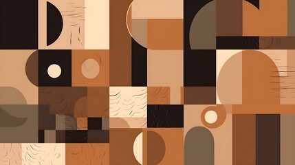 Fototapete - Simple contemporary retro color trendy texture background abstract colorful geometric shape wallpaper and backdrop. Artistic digital art element design material. Generative AI technology.