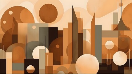 Fototapete - Simple contemporary retro color trendy texture background abstract colorful geometric shape wallpaper and backdrop. Artistic digital art element design material. Generative AI technology.