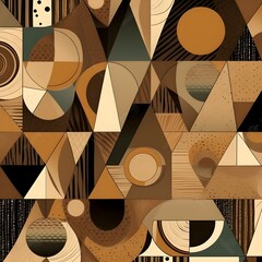 Fototapete - Abstract contemporary mosaic retro color trendy colorful texture geometric shape and pattern. Artistic digital art element design material. Generative AI technology.