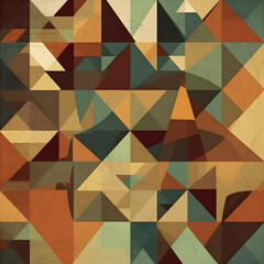 Fototapete - Abstract contemporary mosaic retro color trendy colorful texture geometric shape and pattern. Artistic digital art element design material. Generative AI technology.
