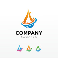 Poster - Fire Flame Gas abstract logo design  tempalate.