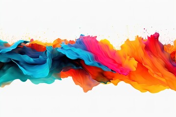 colorful liquid paint ink curved motion flow on isolated white background. vivid color fluid dynamic
