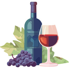 Poster - Gourmet wine bottle with ripe grapes