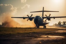 Military Aircraft Taking Off. Generative AI