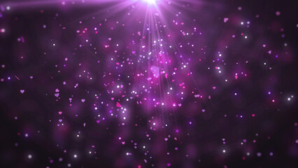 Fototapete - Valentine day glow particle festive of bokeh, sparkles, flowing illustration. Abstract romance futuristic with lens flare background