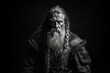 © JoelMasson - Black and white photorealistic studio portrait of a viking warrior on black background. Generative AI illustration