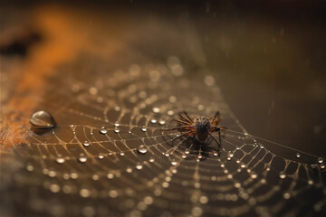 Macro of a spider Web. AI generated content