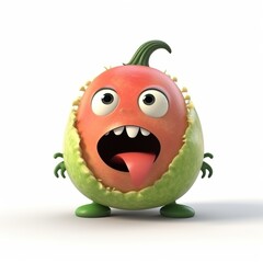 Wall Mural - A cute monster with a pear-shaped body, teeth, and a green tongue! Perfect for adding some fun to your projects - AI Generative