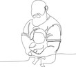 © Luci - One continuous line drawing banner, background, poster with family embrace. Happy Father Day simple vector illustration of child and father. Vector illustration