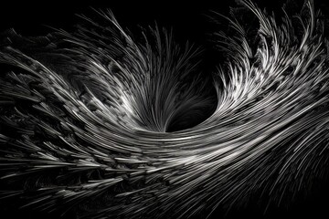 Wall Mural - Abstract energy flow wave isolated on black background made with generative AI