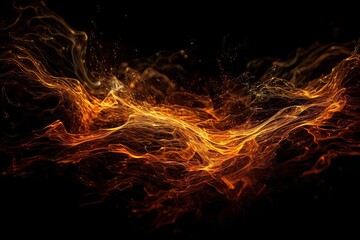 Wall Mural - Abstract luminous energy flow wave isolated on black background made with generative AI