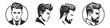 © artisttop - Beautiful man profile set, pack logo, icon. Vector outline silhouette on white background