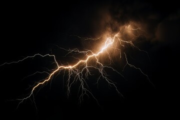 Wall Mural - Lightning strike on black background stormy sky made with generative AI