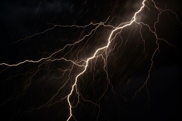 Wall Mural - Lightning strike on black background stormy sky made with generative AI