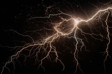 Wall Mural - Lightning strike on black background stormy sky made with generative AI