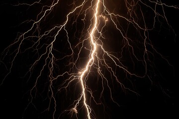 Wall Mural - Lightning strike on black background stormy sky made with generative AI