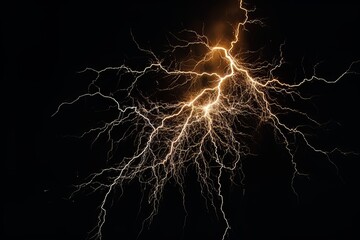 Wall Mural - Lightning strike on black background stormy sky made with generative AI
