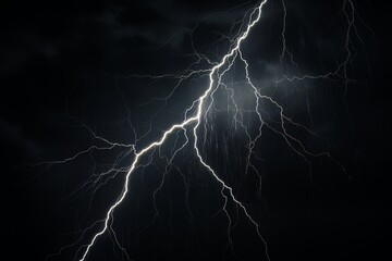 Wall Mural - Lightning strike on black background stormy sky made with generative AI