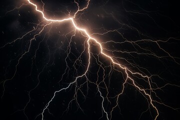 Wall Mural - Lightning strike on black background stormy sky made with generative AI