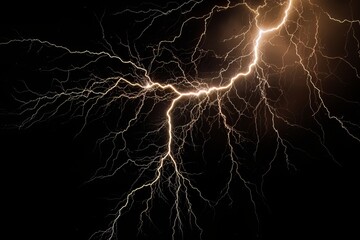 Wall Mural - Lightning strike on black background stormy sky made with generative AI