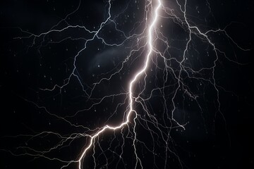 Wall Mural - Lightning strike on black background stormy sky made with generative AI