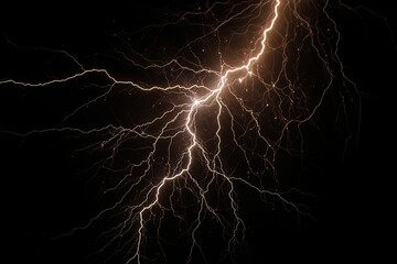 Wall Mural - Lightning strike on black background stormy sky made with generative AI