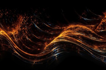 Wall Mural - Abstract luminous energy flow wave isolated on black background made with generative AI