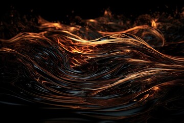 Wall Mural - Abstract luminous energy flow wave isolated on black background made with generative AI