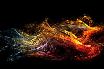 Wall Mural - Abstract luminous energy flow wave isolated on black background made with generative AI