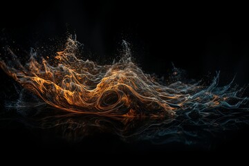 Wall Mural - Abstract luminous energy flow wave isolated on black background made with generative AI