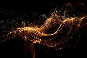 Wall Mural - Abstract luminous energy flow wave isolated on black background made with generative AI
