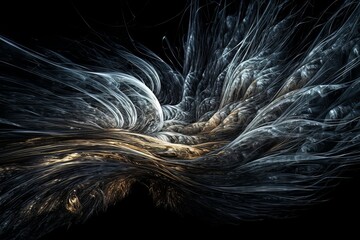 Wall Mural - Abstract luminous energy flow wave isolated on black background made with generative AI