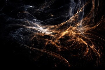 Abstract luminous energy flow wave isolated on black background made with generative AI