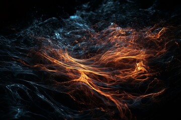 Wall Mural - Abstract luminous energy flow wave isolated on black background made with generative AI