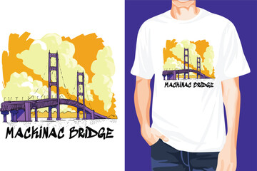 Wall Mural - t shirt design concept of bridge Mackinac