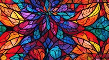 Close-up Of Colorful Stained Glass Window, Vibrant And Colorful, Abstract Background Seamless Texture, Tile, 8k, Generative Ai