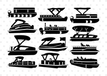 Pontoon Boat Silhouette, Pontoon Boat SVG, Boat Svg, Water Vehicle Svg, River Boat Svg, Pontoon Boat Bundle, SB00864