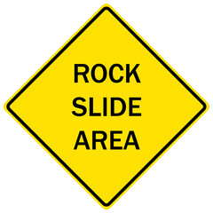 Sticker - Falling rock warning sign and labels rock slide area