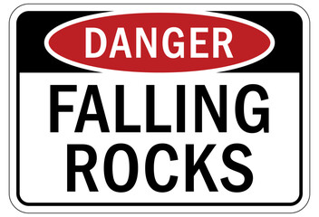 Wall Mural - Falling rock warning sign and labels