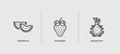 © Abstract - set of vegetables and fruits thin line icons. vegetables and fruits outline icons included watermelon, strawberry, dragon fruit vector.