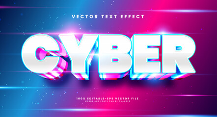 Cyber shine editable text style effect. Vector text effect with glowing luxury concept.