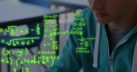 Poster - Animation of scientific data processing over caucasian male student