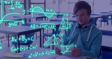 Poster - Animation of data processing over caucasian male student