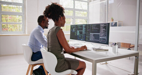 African American Programmer Woman Coding