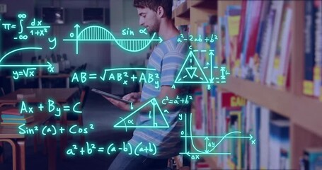 Poster - Animation of scientific data processing over caucasian male student