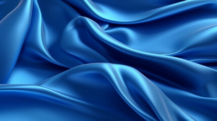 Wall Mural - Blue silk silky satin fabric elegant extravagant luxury wavy shiny luxurious shine drapery background wallpaper seamless abstract showcase backdrop artistic design presentation material texture