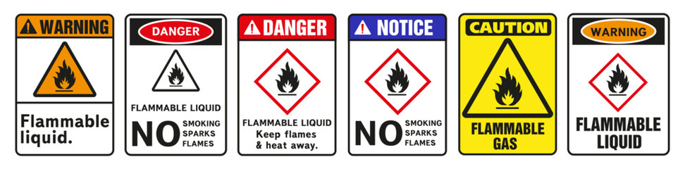 Canvas Print - A set of labels for containers with hazardous liquid materials.