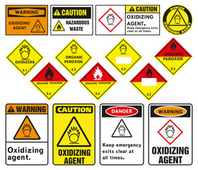 Wall Mural - Oxidizer warning sign. Class 5 Dangerous Goods Plates.