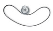 New timing belt with tensioner pulley, isolated on a transparent background png. top view. 